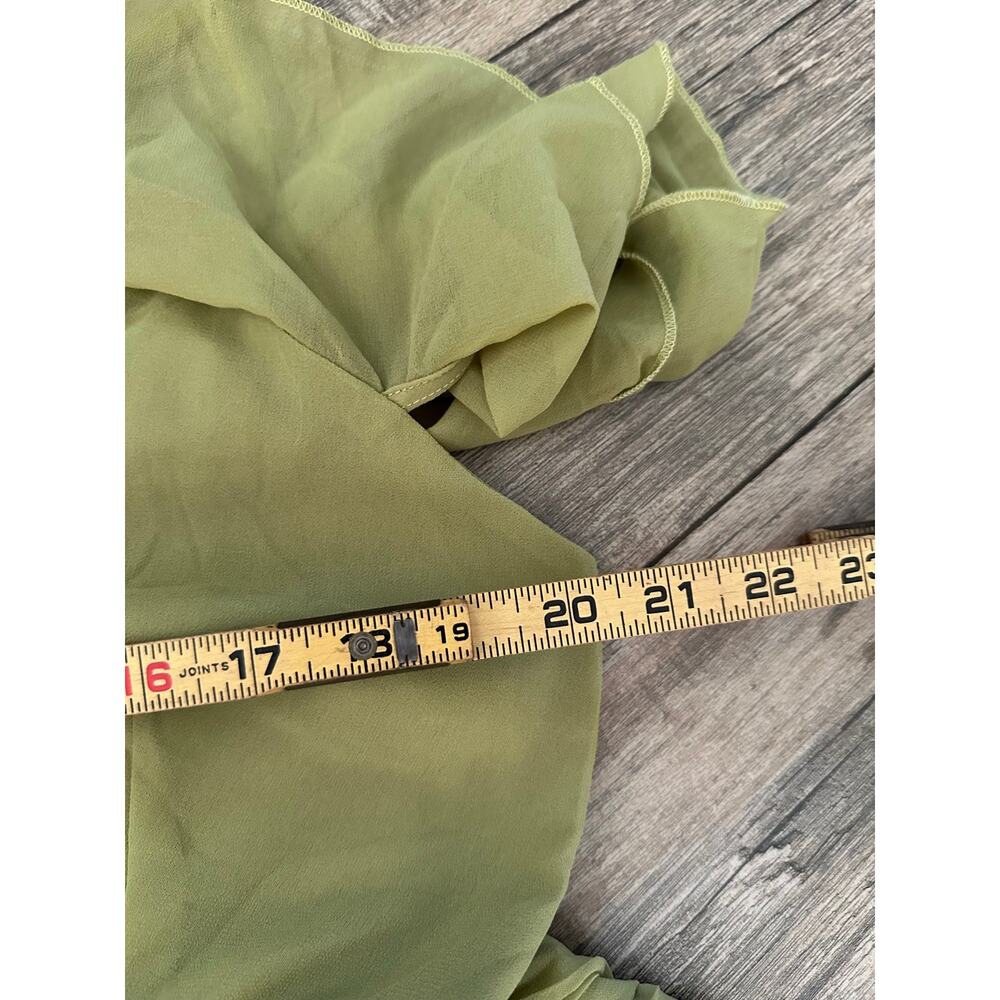 NWT Boohoo Midi Dress Cold Shoulder Ruffle Bridesmaid Olive Green Size 14 - Picture 9 of 11